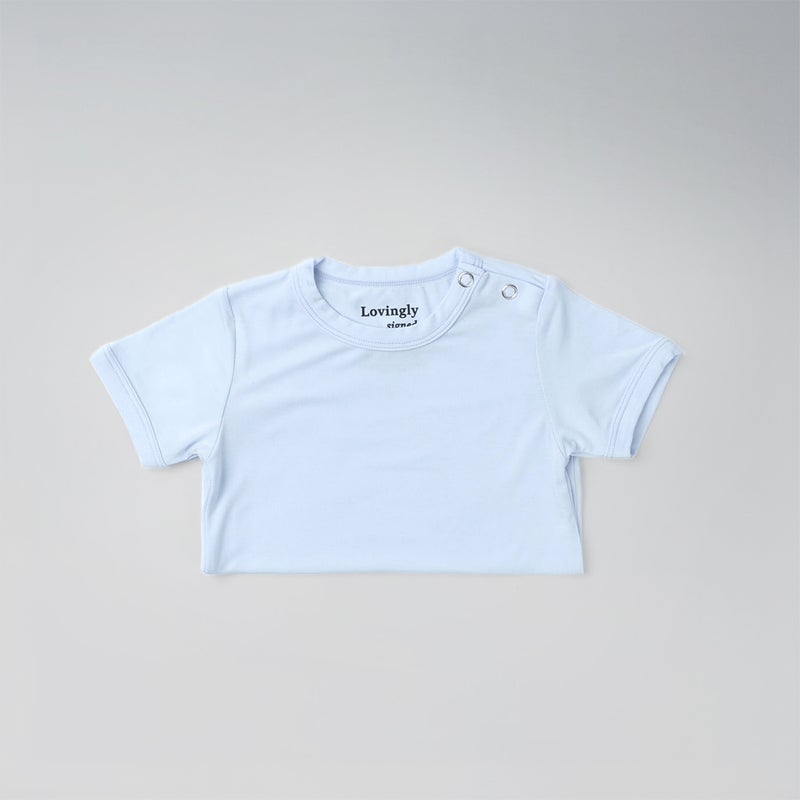 Lovingly Signed Blue Bamboo Short Sleeve Babygrow - Set of 3 (Size 6-12 months) - Image 1